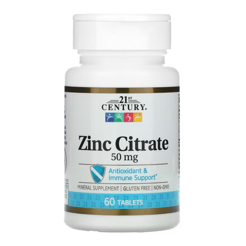 Zinc Citrate 50 mg, 60 Tablets - 21st Century